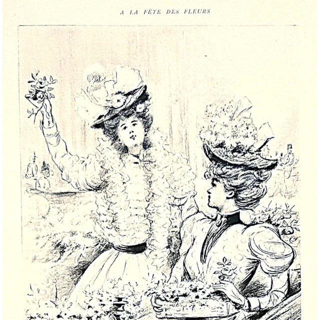 RARE FIND! This antique lithograph dates to c 1890. It is a work by the famed French Belle Epoque artist, Henri Boutet...