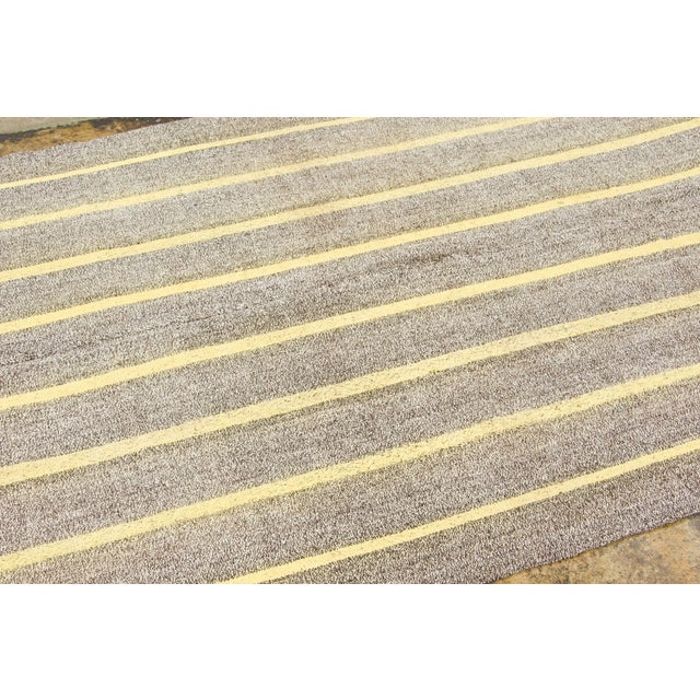 Traditional Vintage Turkish Kilim Wool Rug With Gold Stripes by Rug & Kilim, 1950-1959 For Sale - Image 3 of 8