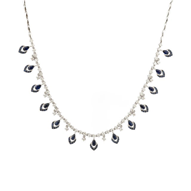 Natural blue sapphire 2.85cts & diamond 1.93cts necklace in 18k gold For Sale - Image 17 of 18