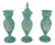 Mid 19th Century Vases Victorian Mantel 3-Pc. Set Bristol Glass Blue Opalescent Hand-Painted Floral Enamel For Sale
