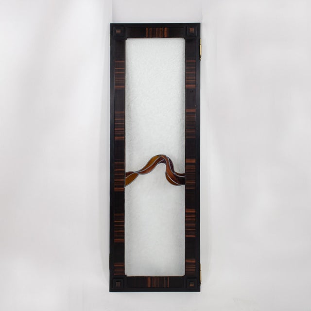 Early 20th-Century American Art Deco Stained Glass Panels in Custom Macassar Screen For Sale - Image 17 of 18