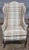 Queen Anne Late 20th Century Southwood Mahogany Queen Anne Style Wing Chair Plaid Fabric Trifold Feet For Sale - Image 3 of 8