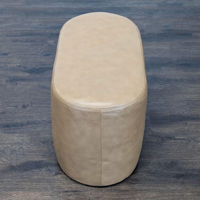 Eq3 Oval Leather Ottoman For Sale - Image 4 of 9