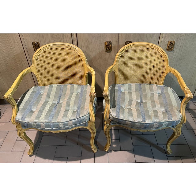Mid 20th Century Bergere Chairs With Cane Backs a Pair Chairish