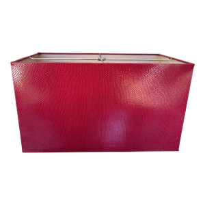Deep Red Faux Lizard Embossed Vinyl Rectangular Lamp Shade – Bouillotte Style Shade - Ralph Lauren or Traditional Decor, 18” X 10” X 10”