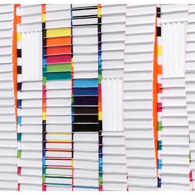 Françoise Luciani, Large Wavy White Square, Paper collage on Feather Board For Sale - Image 4 of 7