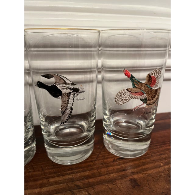 Glass 1960’s Signed and Hand-Painted H. Martin Highball Glasses- Set of 6 For Sale - Image 7 of 8
