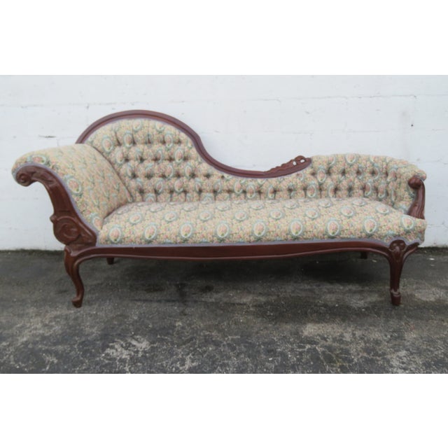 French Hand Carved Mahogany Chaise Lounge 6251 For Sale - Image 16 of 18