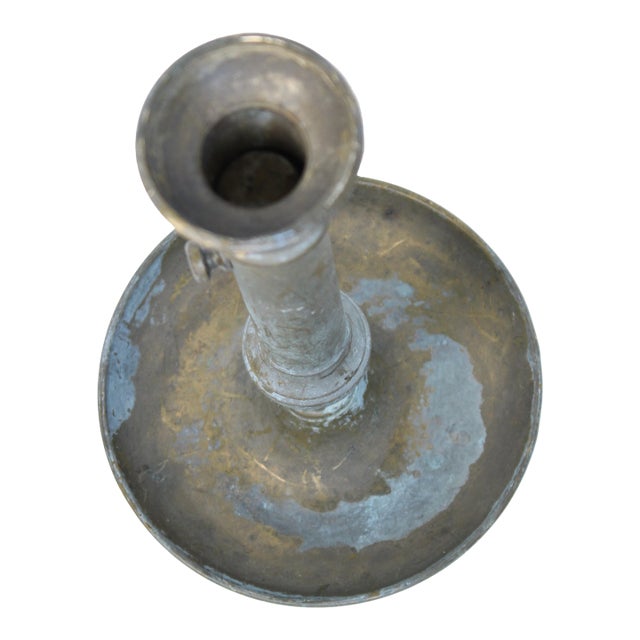 1850-1890's French Unlaquered French Brass Chamber/Candle Holder For Sale