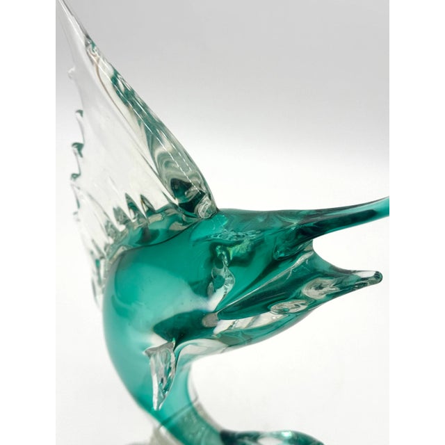 1960s Vintage 1960s Murano Art Glass Large Swordfish Sculpture Clear & Aqua Blue Large and Stunning For Sale - Image 5 of 9