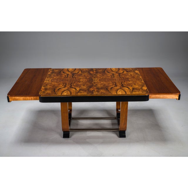 Art Deco French Walnut & Burl Dining Set, 1930s, Set of 7 For Sale - Image 17 of 18