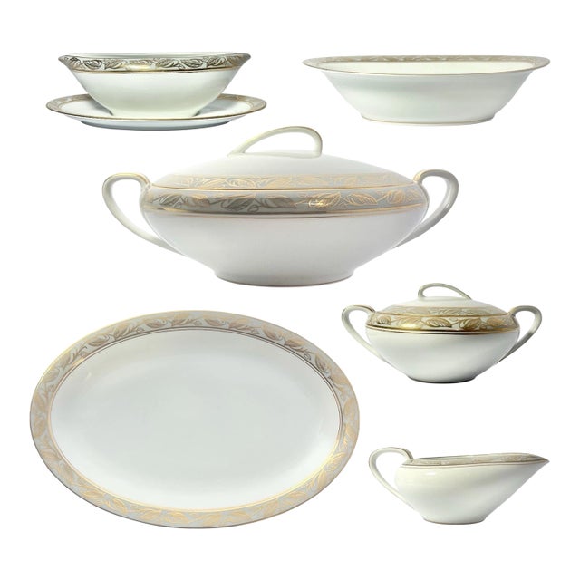 1950s Noritake “Greta” Bone China Serving Hostess Dinnerware Set - 6-Piece For Sale