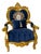Rococo Blue Velvet Armchair – Tufted Accent Chair With Ornate Gold Leaf Frame For Sale