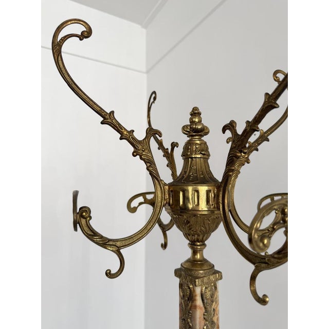 Vintage Italian Brass and Onyx Hall Tree Coat Rack with Rotating Crown and Female Faces, 1960s For Sale - Image 9 of 18