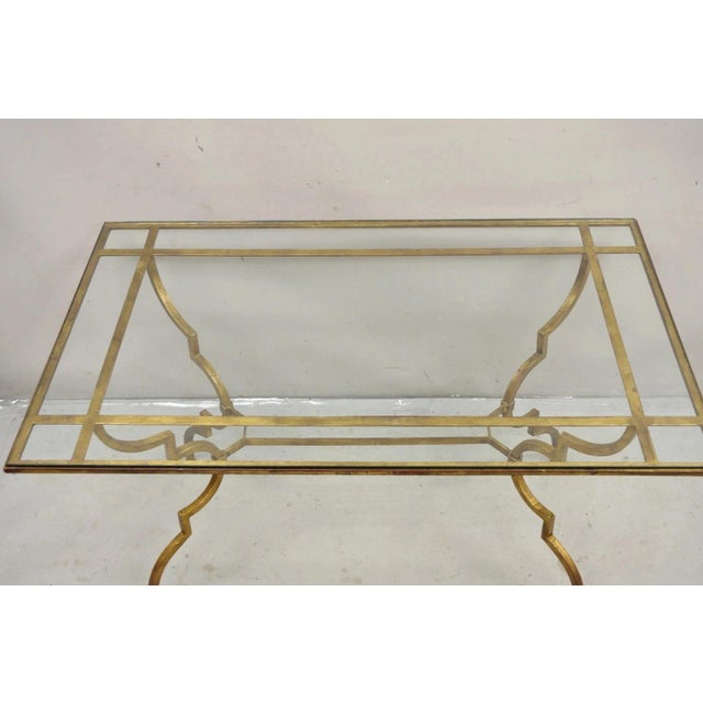 Vintage Italian Hollywood Regency Iron Gold Gilt Lattice Dining Set - 7 Pc Set For Sale - Image 9 of 14
