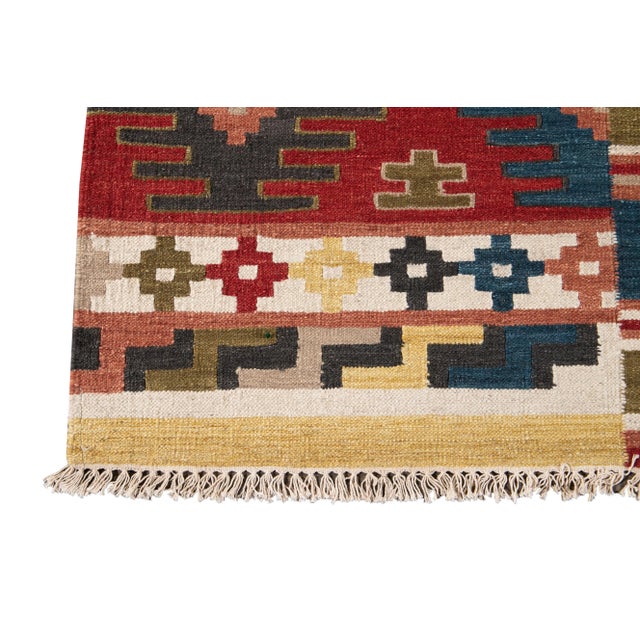 Tan 21st Century Contemporary Kilim Rug 6 '7'' X 9' 8''. For Sale - Image 8 of 12