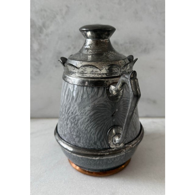 Antique Victorian Graniteware & Pewter Sugar Bowl For Sale In Austin - Image 6 of 9