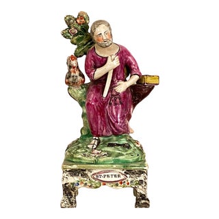 Circa 19th Century "St. Peter" Staffordshire Figure, England For Sale