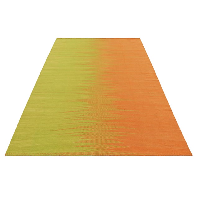 2010s Rug & Kilim’s Contemporary Kilim in Yellow & Orange Stripes & Geometric Patterns For Sale - Image 5 of 7
