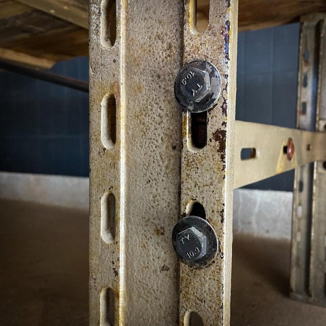 Brown Industrial Dining Table with Steel Machine Base For Sale - Image 8 of 18