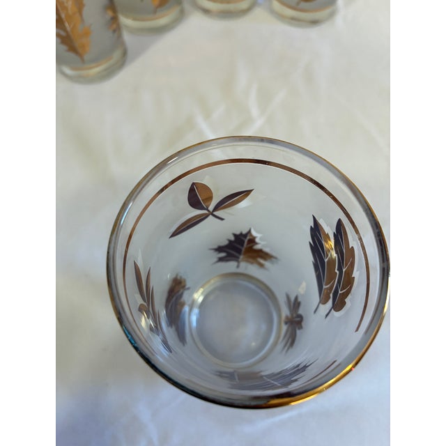 Glass Vintage Mid 20th Century Cocktail Glasses by Libbey With Gold Leaf Design - Set of 5 For Sale - Image 7 of 12