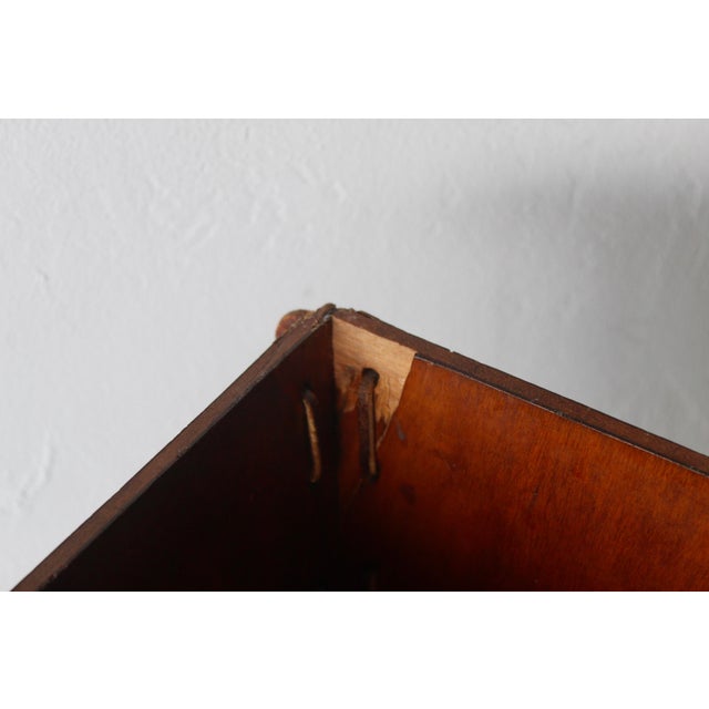 Wood Pieced Copper Plate Leather Western Theme Wastebasket Vintage For Sale - Image 7 of 14