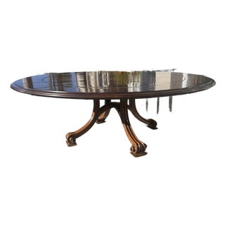 Therien Workshops for Dessin Fournir Round Volute Walnut Extension Dining Table For Sale