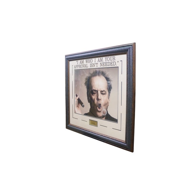 Vintage Jack Nicholson signed framed art display memorabilia featuring Jack smoking a cigar blowing a ring, and the quote...