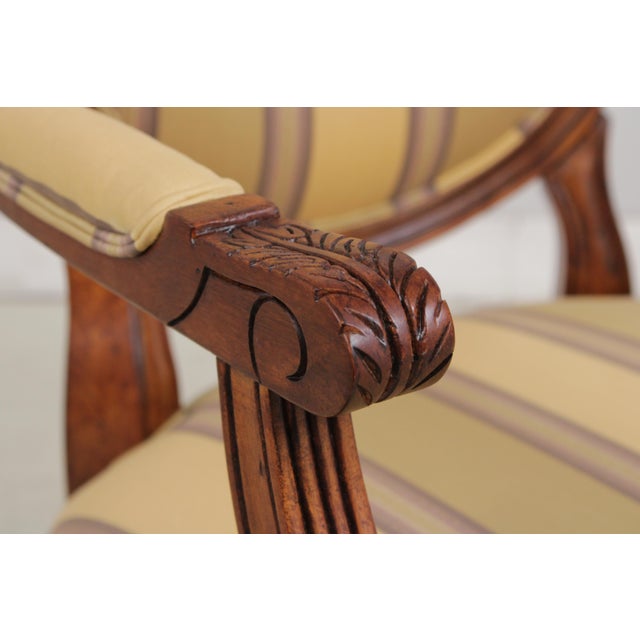 Louis XVI Style Mahogany Open Arm Fauteuil Chair For Sale - Image 12 of 18