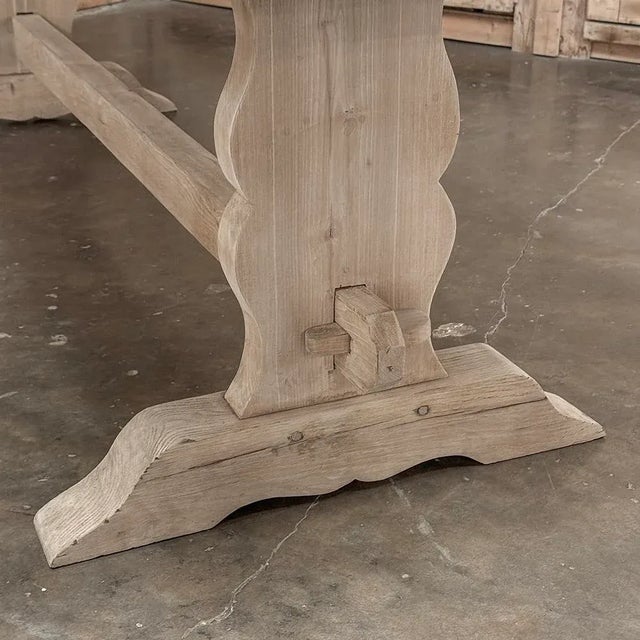 Taupe Antique Rustic Stripped Sycamore Trestle Dining Table For Sale - Image 8 of 12