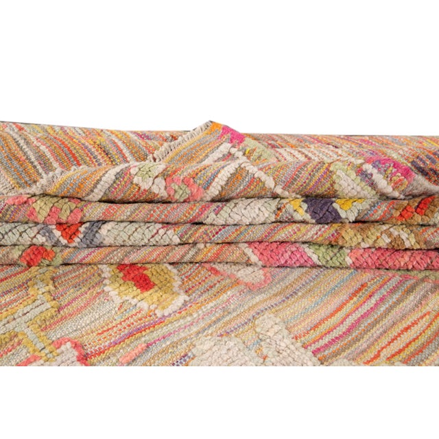 Colorful Modern Turkish Handmade Wool Rug For Sale In New York - Image 6 of 13