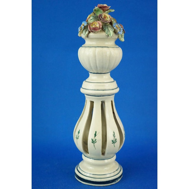 Art Nouveau Ceramic Columns with Miniature Vases and Flowers from Bassano Nove Factory, Italy, Late 19th Century, Set of 2 For Sale - Image 12 of 18