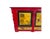 Late 19th Century Hand Painted Converted Desk Red Gansu Sideboard Cabinet Grain Bin For Sale In San Diego - Image 6 of 12