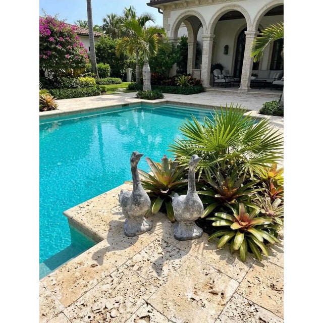 Pair of Vintage Brutalist Style Cast Metal Goose Sculptures For Sale In West Palm - Image 6 of 10
