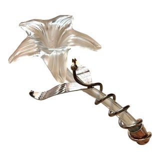 Vintage Clear Crystal and Silver Plated Tigerlily Bud Vase For Sale