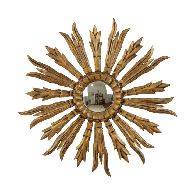 Wooden Sunburst Mirror, 1950s For Sale - Image 16 of 16