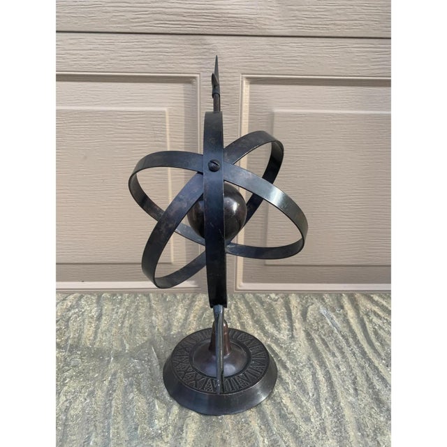 Black Late 20th Century Black Iron Armillary Globe Sculpture – Traditional Landscape & Garden Decor For Sale - Image 8 of 8