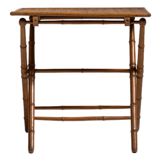 1900-1909 France Warm Honey Bamboo Faux-Bamboo Side Table For Sale