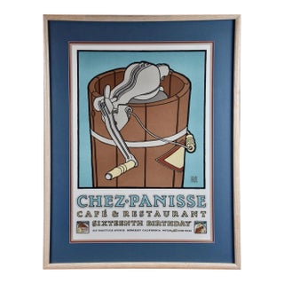 Chez Panisse Restaurant Birthday Celebration: Original Goines Graphic Art Poster, 1987 For Sale