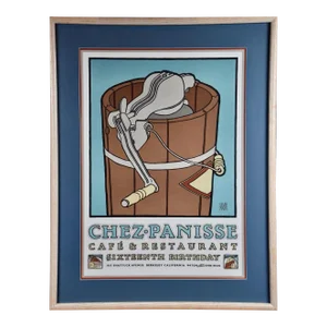 Chez Panisse Restaurant Birthday Celebration: Original Goines Graphic Art Poster, 1987