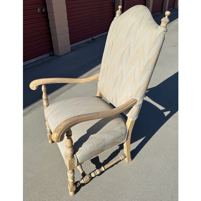 Cream Vintage Regency Ikat Armchair For Sale - Image 8 of 12