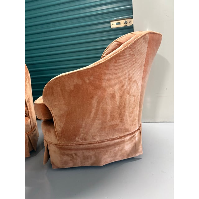 Mid-Century Modern Mid Century Modern Swivel Barrel Tufted Club Lounge Chairs For Sale - Image 3 of 11