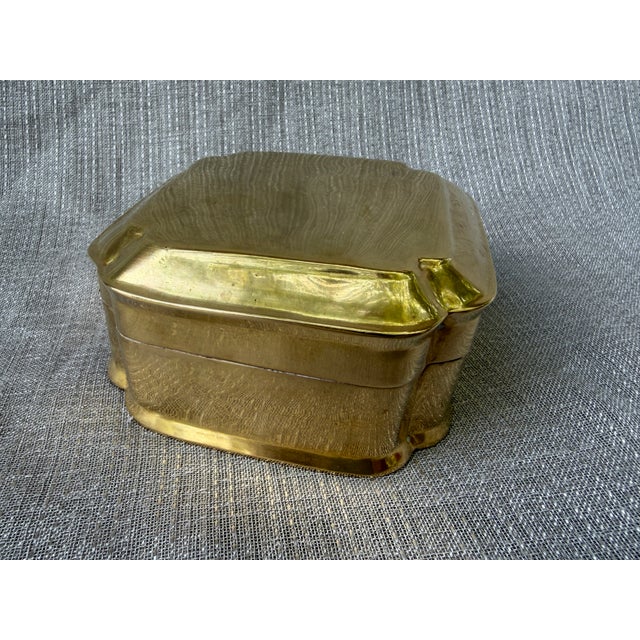 Metal Vintage Polished Brass Lidded Box For Sale - Image 7 of 12