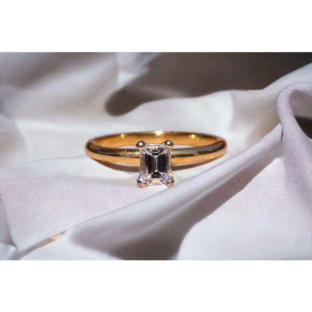 The Penn Drive: Solitaire Engagement Ring with Natural Emerald Cut Diamond For Sale - Image 4 of 12