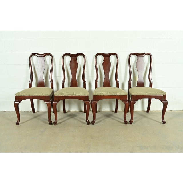 Ethan Allen Queen Anne Carved Cherry Wood Dining Chairs, Set of Four For Sale - Image 13 of 13