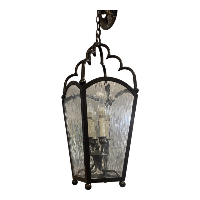 Murrays Ironworks Black Metal Lantern Wavy Glass Chairish