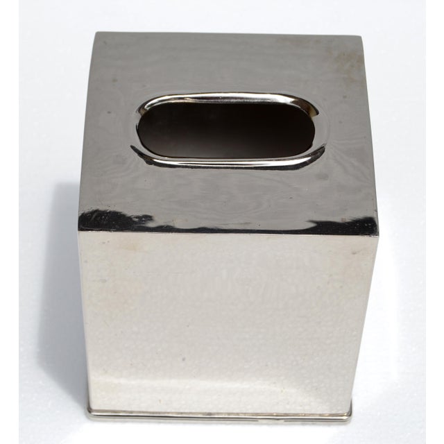 Vintage Arts and Crafts Period handmade polished Stainless Steel over Brass Tissue Box Cover, Tissue Holder, square...