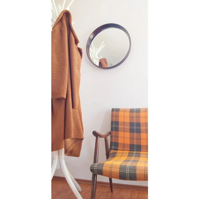 Wood Vintage Scandinavian Round Teak Mirror, 1961 For Sale - Image 7 of 9