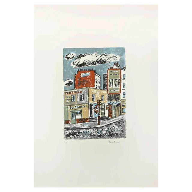 Orfeo Tamburi, Streets of Paris, 1970s, Lithograph For Sale