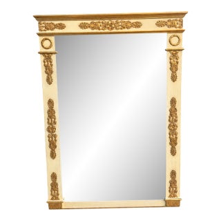 Vintage Baker Furniture Neoclassical Cream & Gilt Mirror For Sale